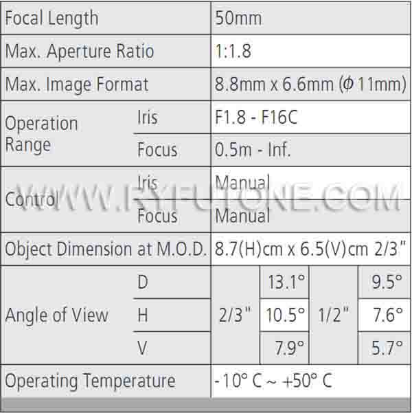 Computar M5018-MP2 Megapixels Industrial Lenses Fixed Focal Lens 50MM