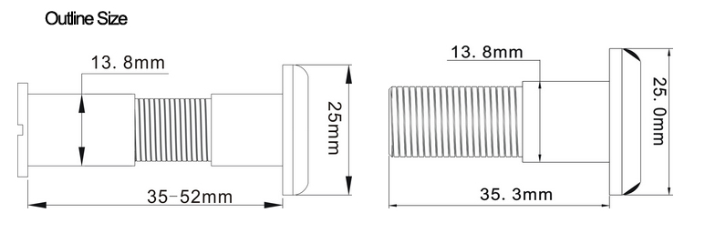 13.8mm Diameter 90deg View Angle 0.008lux Door Peephole Viewer Camera