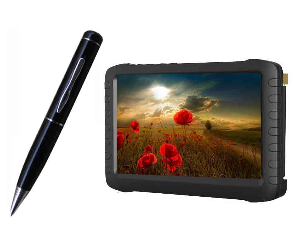 2.4G Wireless Ultra-low lux Pen Camera + 2.4GHz HD wireless mini DVR 5inch TFT support 32G SD card